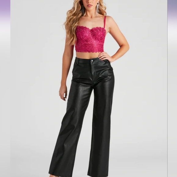 Windsor Sleek Faux Leather Straight-Leg - Picture 2 of 5